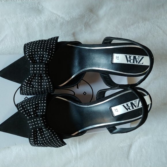 STUDDED HIGH HEEL SLINGBACK SHOES WITH BOW DETAIL - Picture 6 of 9